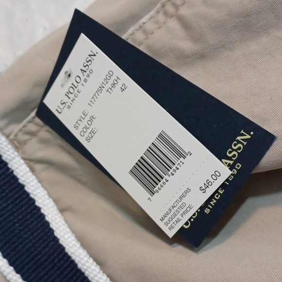 Mens US Polo Tan Cotton Cuffed Belted Shorts NWT 42 / 22 L - Picture 9 of 9